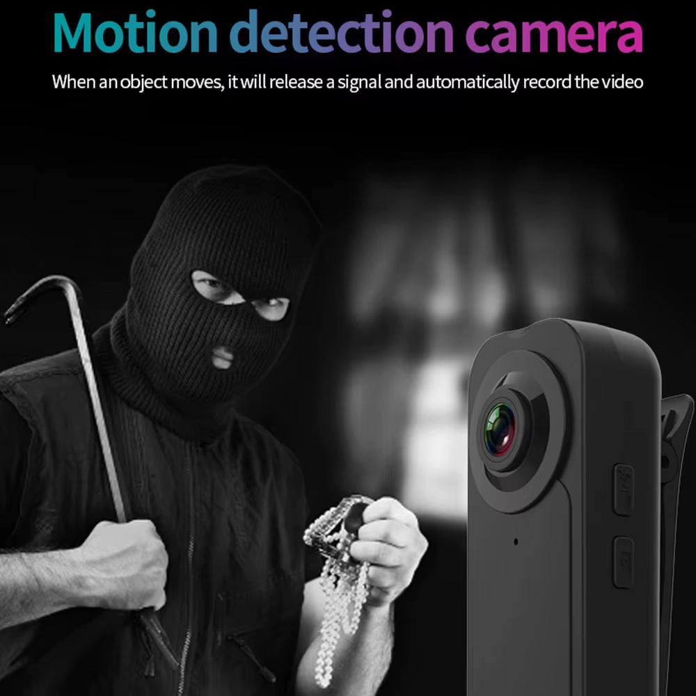 1080P Mini Body Camera with Audio Clip-On Video Recorder Wide Angle Video Camera Built-In Battery Night Vision Motion Detection