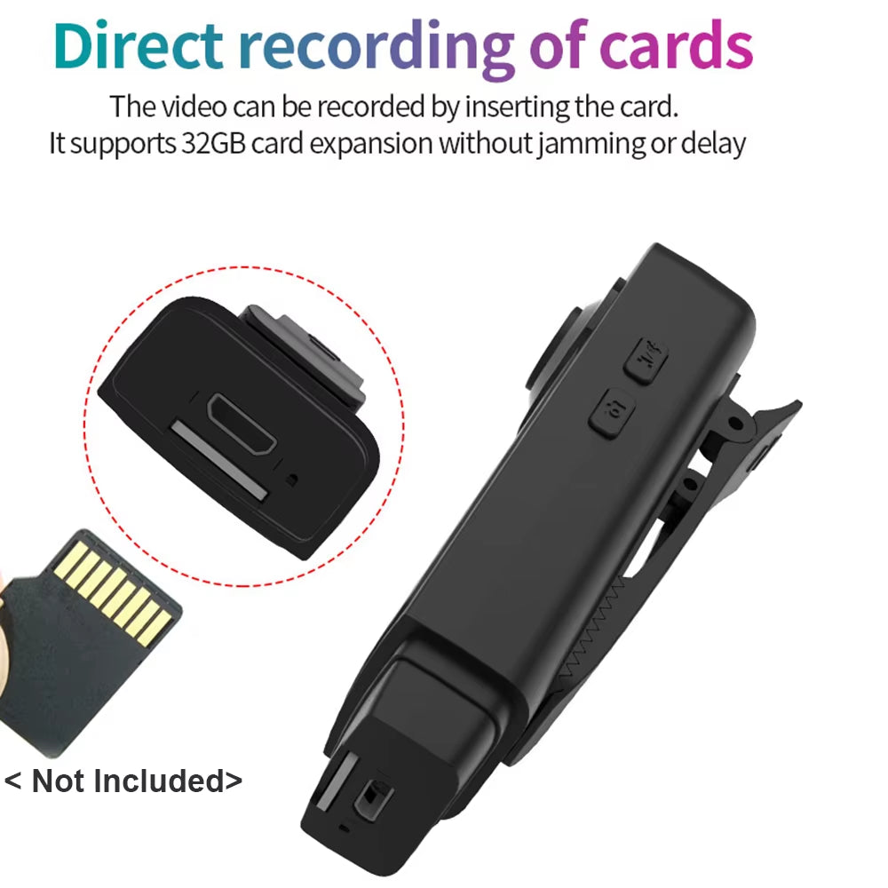 1080P Mini Body Camera with Audio Clip-On Video Recorder Wide Angle Video Camera Built-In Battery Night Vision Motion Detection