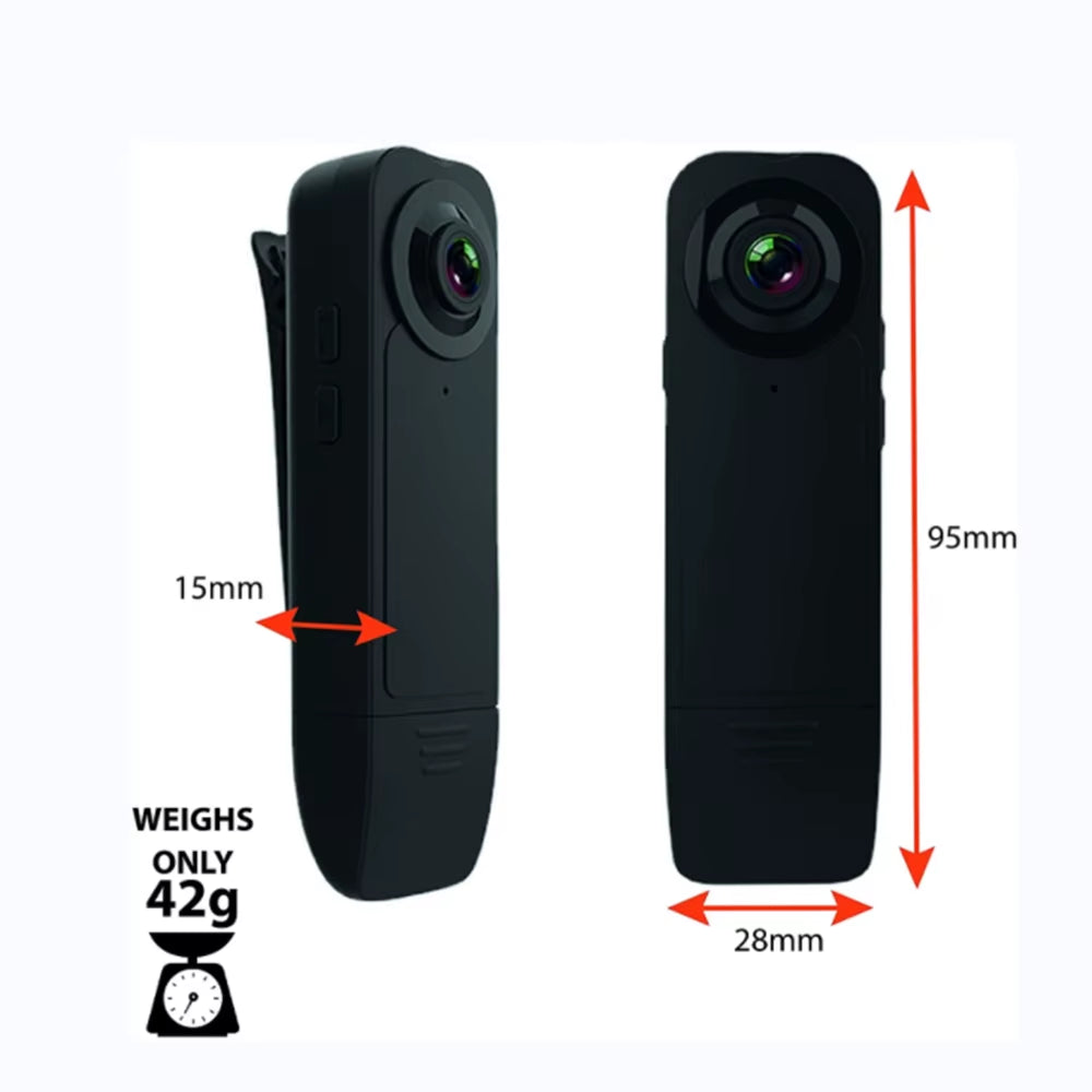 1080P Mini Body Camera with Audio Clip-On Video Recorder Wide Angle Video Camera Built-In Battery Night Vision Motion Detection